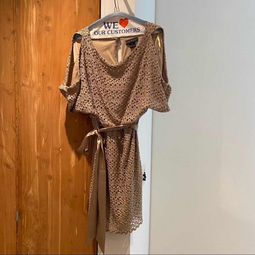 Golden lace cocktail dress